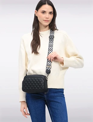 Diana 3-in-1 Quilted Vegan Leather Zip Crossbody With Changeable Straps by Sokos