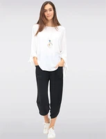 Round Neck Loose Fit Tie Sleeve Top with Elegant Necklace by Froccella