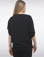 Round Neck Front Side Tie-Hem Top with Necklace by Froccella