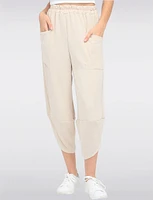 Elastic Waist Asymmetrical Hem Balloon Pant With Patch Pockets By Froccella
