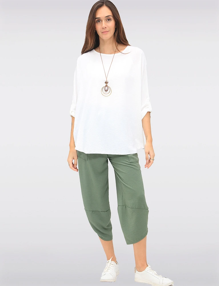 Adjustable Long Sleeve Flowy Boho-Chic Necklace Rounded Hem Tunic  by Froccella