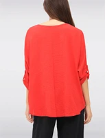 Adjustable Long Sleeve Flowy Boho-Chic Necklace Rounded Hem Tunic  by Froccella
