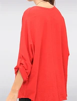 Adjustable Long Sleeve Flowy Boho-Chic Necklace Rounded Hem Tunic  by Froccella