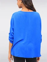 Adjustable Long Sleeve Flowy Boho-Chic Necklace Rounded Hem Tunic  by Froccella