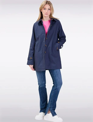 Vegan Chic Straight Fit Short Single-Breasted Cotton Trench Coat by Point Zero