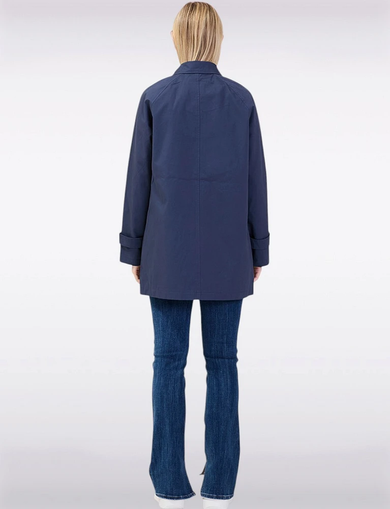 Vegan Chic Straight Fit Short Single-Breasted Cotton Trench Coat by Point Zero