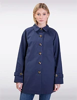 Vegan Chic Straight Fit Short Single-Breasted Cotton Trench Coat by Point Zero