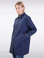 Vegan Chic Straight Fit Short Single-Breasted Cotton Trench Coat by Point Zero