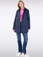 Vegan Chic Straight Fit Short Single-Breasted Cotton Trench Coat by Point Zero