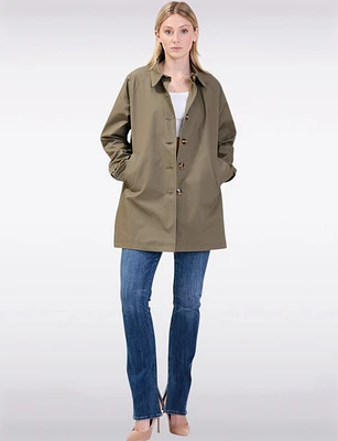 Vegan Chic Straight Fit Short Single-Breasted Cotton Trench Coat by Point Zero