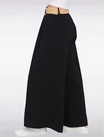 Lightweight Flowy Wide-Leg Pants with Stretch Straw-Buckle Belt by Froccella