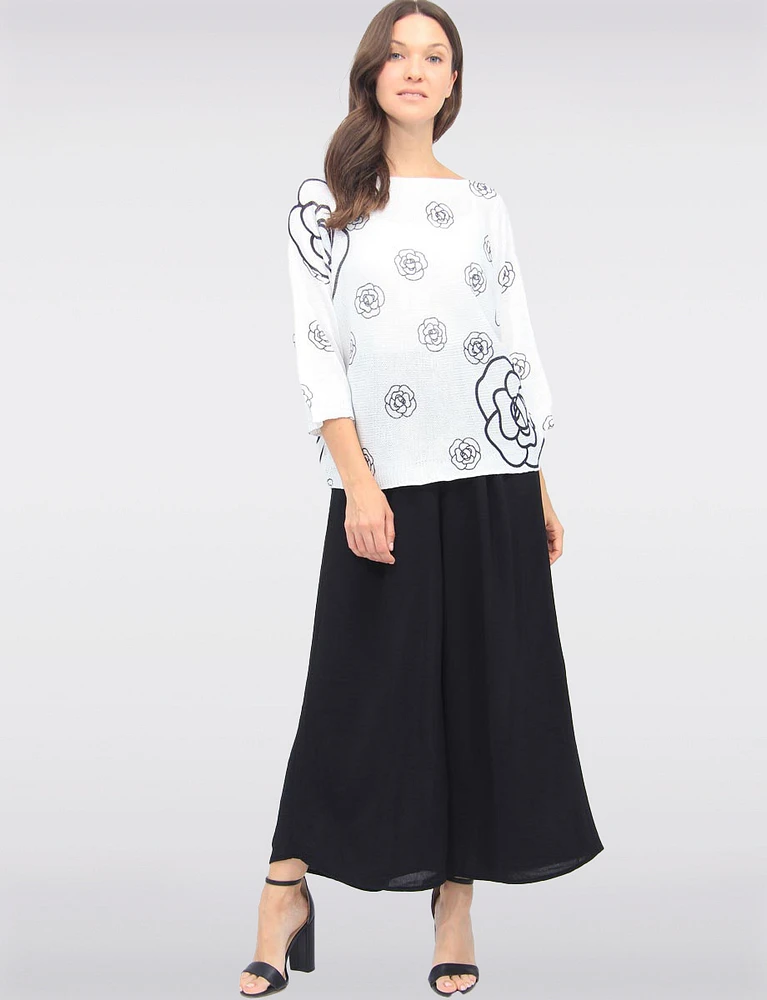 Chic Crinkle Flowy Wide Leg Pant With Elastic Waist Band By Froccella
