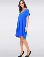 Elegant Flowy Solid Short Sleeve V-Neck Loose Fit Dress by Froccella