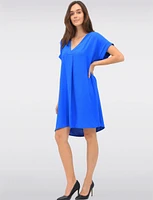 Elegant Flowy Solid Short Sleeve V-Neck Loose Fit Dress by Froccella