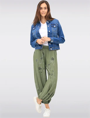 Flowy Ruched Waistband Elastic Hem Floral Print Balloon Pants by Froccella