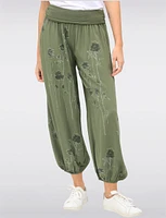 Flowy Ruched Waistband Elastic Hem Floral Print Balloon Pants by Froccella