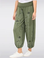 Flowy Ruched Waistband Elastic Hem Floral Print Balloon Pants by Froccella