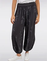 Flowy Ruched Waistband Elastic Hem Floral Print Balloon Pants by Froccella