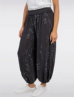 Flowy Ruched Waistband Elastic Hem Floral Print Balloon Pants by Froccella