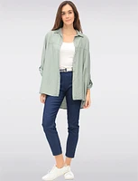 Lightweight Crinkled Linen-Like Shirt with Relaxed Flowy Silhouette by Froccella