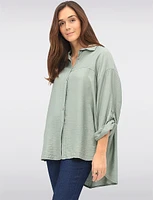 Lightweight Crinkled Linen-Like Shirt with Relaxed Flowy Silhouette by Froccella