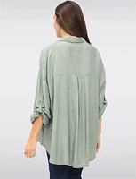 Lightweight Crinkled Linen-Like Shirt with Relaxed Flowy Silhouette by Froccella