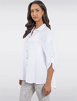 Lightweight Crinkled Linen-Like Shirt with Relaxed Flowy Silhouette by Froccella