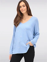 Wool-Blend Embellished Jewel Bow Design Long Sleeve V-Neck Top by Froccella