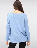 Wool-Blend Embellished Jewel Bow Design Long Sleeve V-Neck Top by Froccella