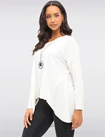 Relaxed Fit Rib-Knit Wool Blend Tunic With Chic Necklace by Froccella