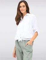 Lightweight Silver-Studded Tie-Front Shirt Crinkled Flowy Fabric by Froccella