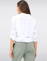 Lightweight Silver-Studded Tie-Front Shirt Crinkled Flowy Fabric by Froccella