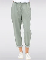 Casual 4-Pocket Relaxed-Fit Stretch Pants with Elastic Waistband by Froccella