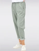 Casual 4-Pocket Relaxed-Fit Stretch Pants with Elastic Waistband by Froccella