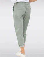 Casual 4-Pocket Relaxed-Fit Stretch Pants with Elastic Waistband by Froccella