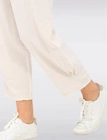 Lightweight Flowy Stretch Pull-On Pants with Floral Appliqué by Froccella