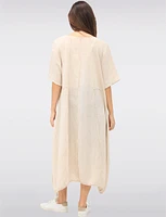 Patchwork Linen-Cotton Maxi Dress with Adjustable Bubble Hem by Froccella