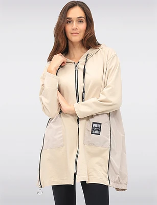 Versatile Zip-Up Hoodie with Adjustable Stretch Side Panels by Froccella