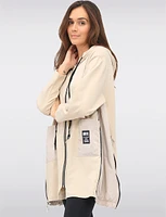 Versatile Zip-Up Hoodie with Adjustable Stretch Side Panels by Froccella