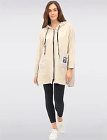 Versatile Zip-Up Hoodie with Adjustable Stretch Side Panels by Froccella