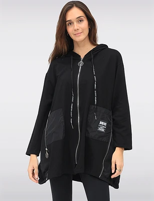 Versatile Zip-Up Hoodie with Adjustable Stretch Side Panels by Froccella