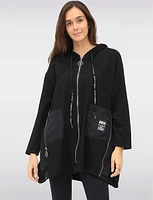 Versatile Zip-Up Hoodie with Adjustable Stretch Side Panels by Froccella