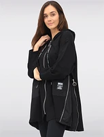 Versatile Zip-Up Hoodie with Adjustable Stretch Side Panels by Froccella