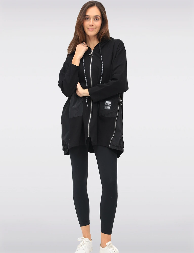 Versatile Zip-Up Hoodie with Adjustable Stretch Side Panels by Froccella