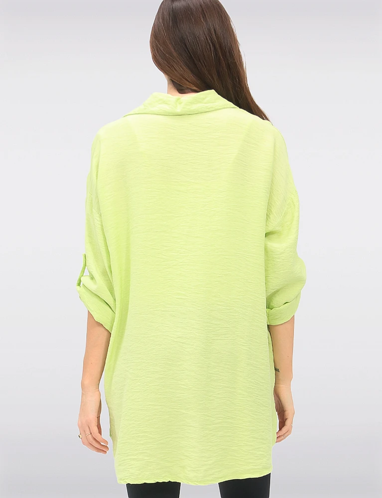 Relaxed Fit Button-Down Shirt with Metallic Graphic Script by Froccella