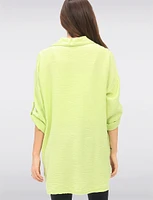 Relaxed Fit Button-Down Shirt with Metallic Graphic Script by Froccella