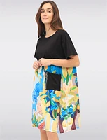 Abstract Citrus Print Cotton Patch Pocket Short Sleeve Dress by Froccella