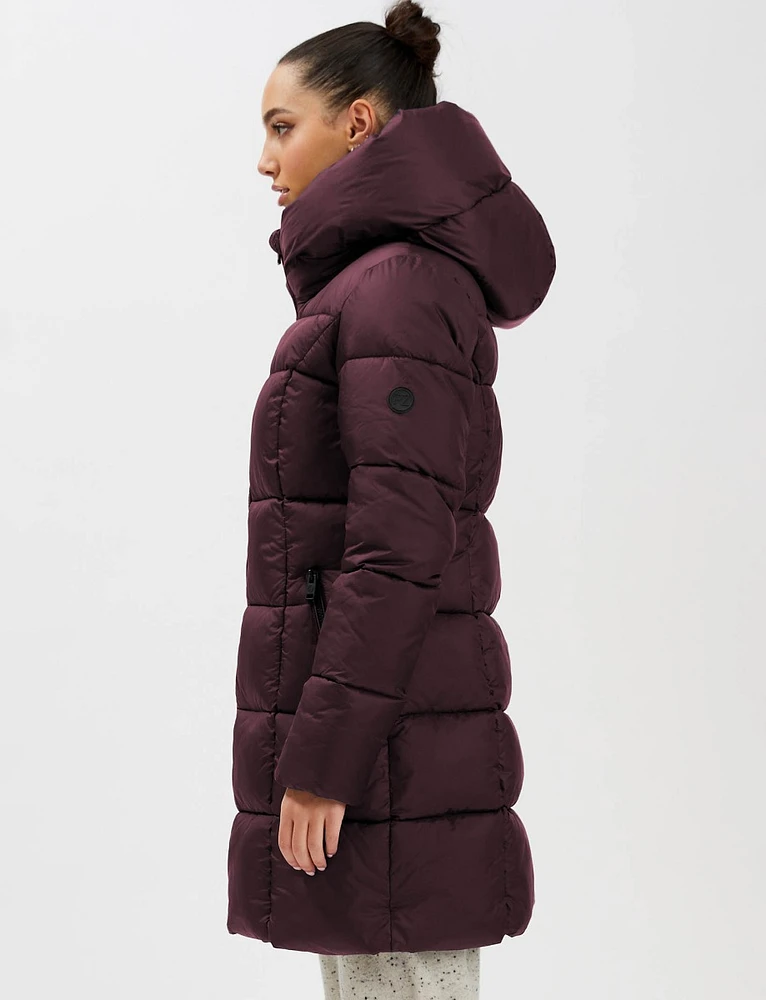 Long Mid-Weight Puffer with Hood & High Collar  by Point Zero