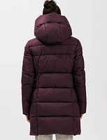 Long Mid-Weight Puffer with Hood & High Collar  by Point Zero