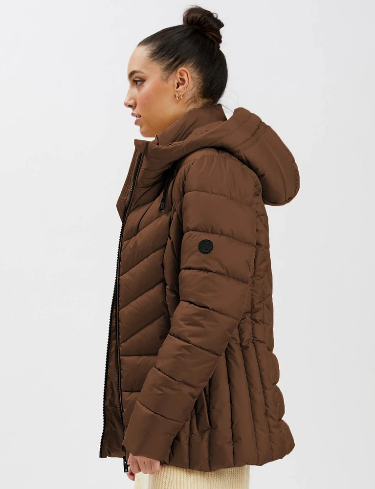 High Collar Hooded Mid-Weight Puffer Jacket by Point Zero